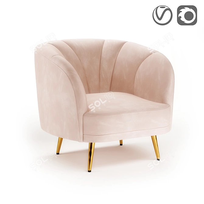 Leone Velvet Armchair: Minimalistic Design, Ultimate Comfort. 3D model image 1