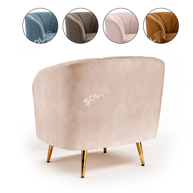 Leone Velvet Armchair: Minimalistic Design, Ultimate Comfort. 3D model image 3