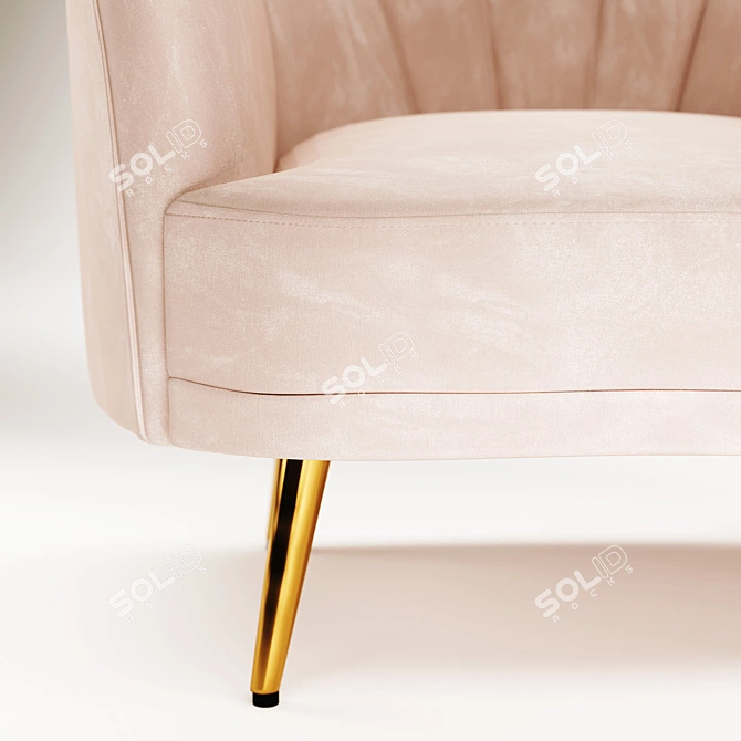 Leone Velvet Armchair: Minimalistic Design, Ultimate Comfort. 3D model image 4
