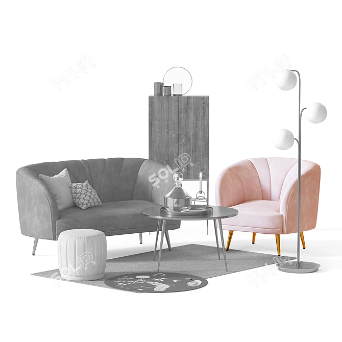 Leone Velvet Armchair: Minimalistic Design, Ultimate Comfort. 3D model image 5