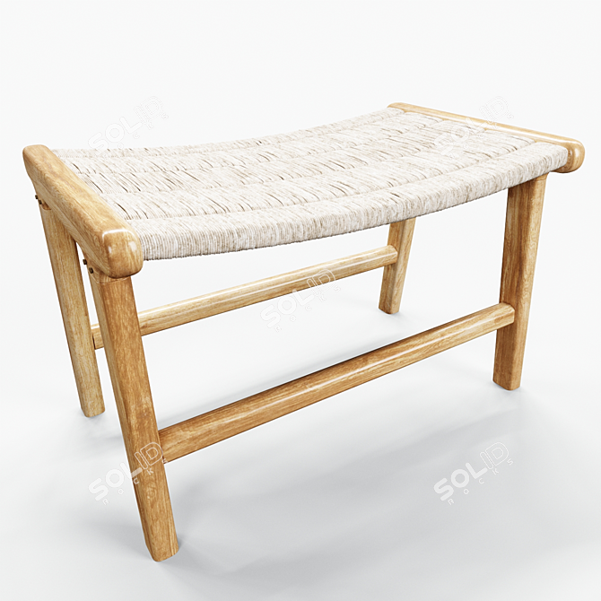 HKLiving Abaca Teak Lounge Ottoman 3D model image 1