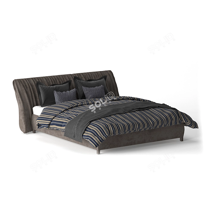 Luxury MisuraEmme Bed: Elegant Two-Material Bedspread 3D model image 2