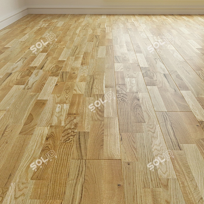 Rustic Oak Laminate Parquet Flooring 3D model image 1