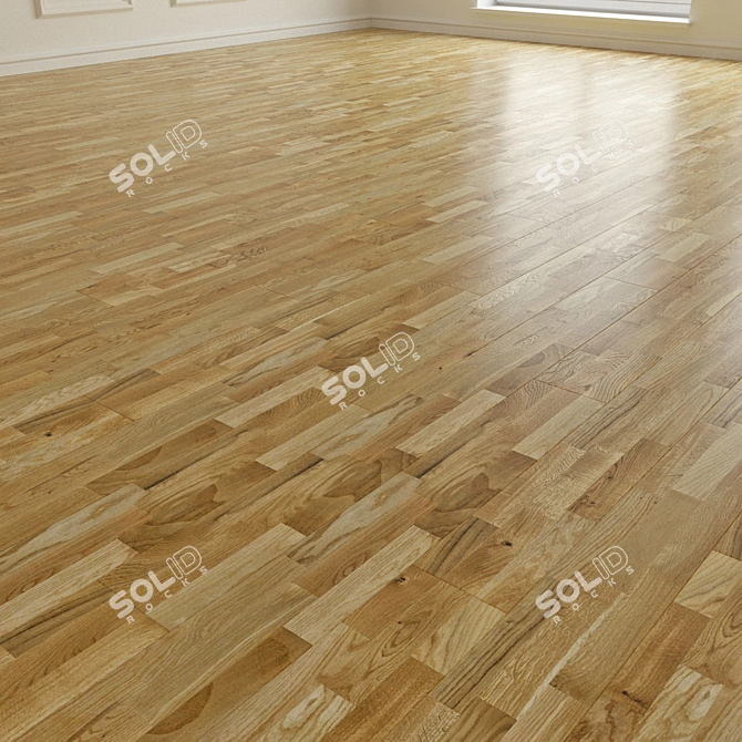 Rustic Oak Laminate Parquet Flooring 3D model image 2