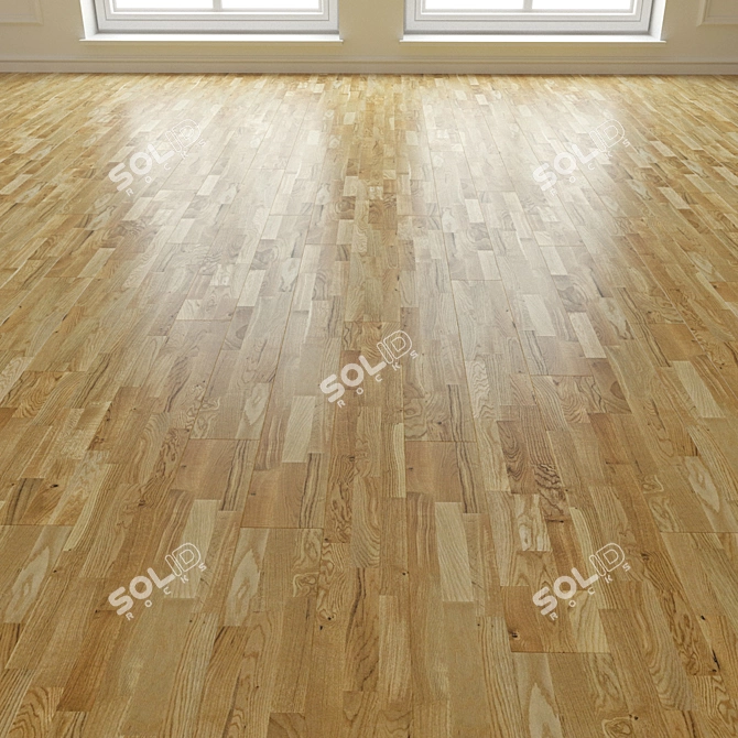 Rustic Oak Laminate Parquet Flooring 3D model image 3