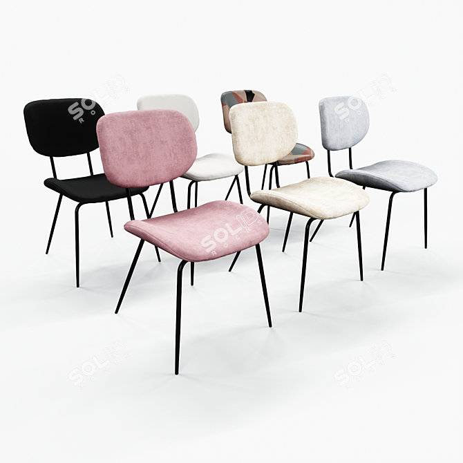 Modern Metal Dining Chair 3D model image 1