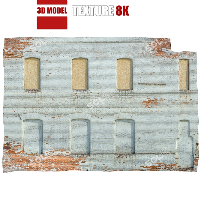 High-Res Facade 3D Model - Realistic Texture - Vray Material 3D model image 1