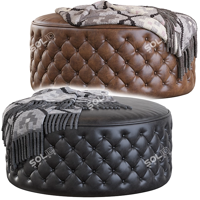 Luxury Buttoned Pouf - Hugo Capitone 3D model image 1