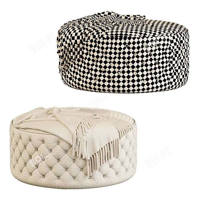 Luxury Buttoned Pouf - Hugo Capitone 3D model image 4