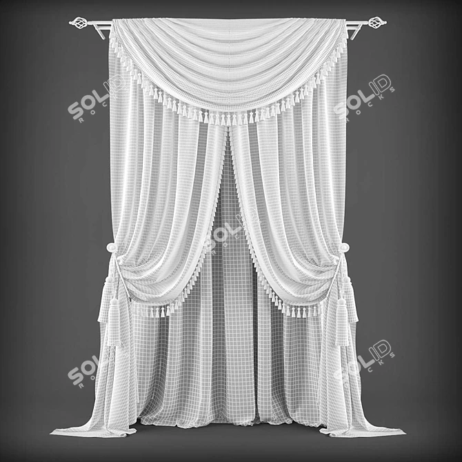 Polyester Curtains, 202400 Polys, 204727 Verts 3D model image 2