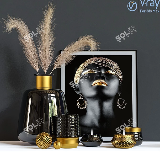 Elegant Decorative Set for Vray 3D model image 1