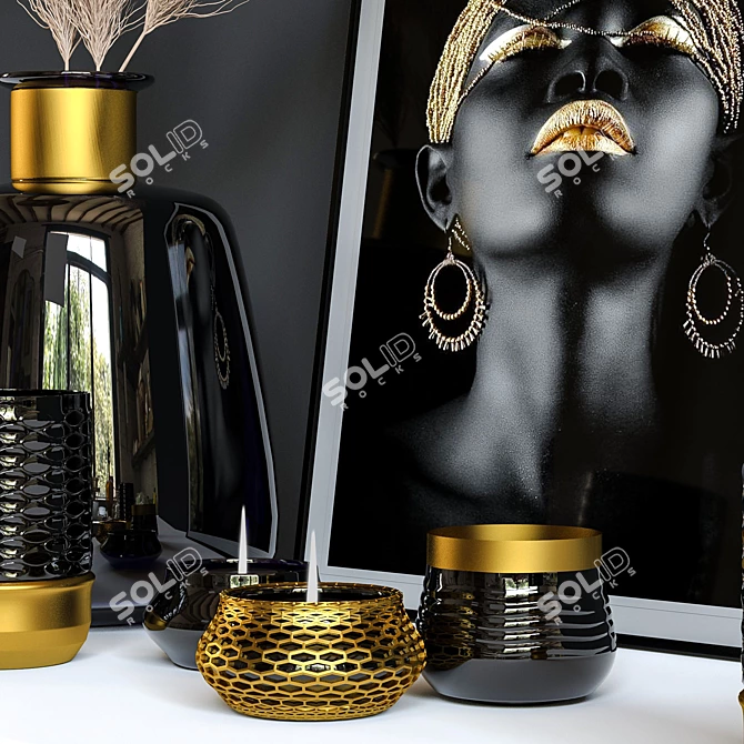 Elegant Decorative Set for Vray 3D model image 3