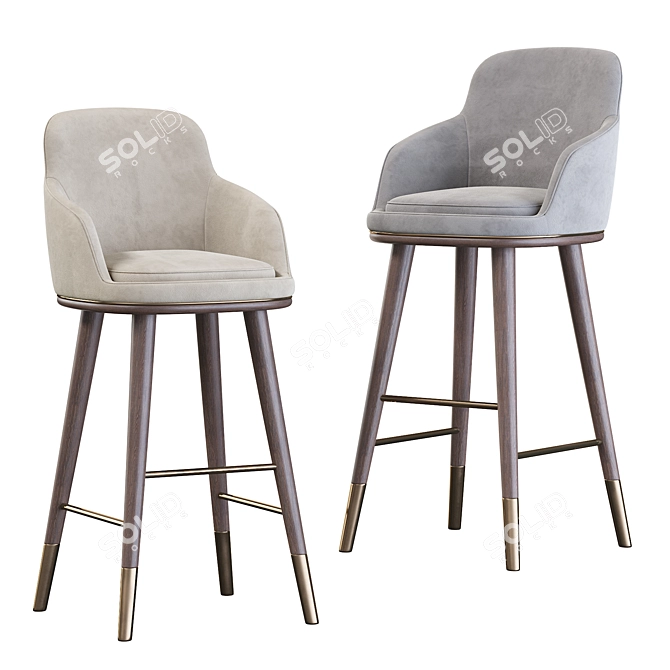 Rustic Elegance Barstool 3D model image 1