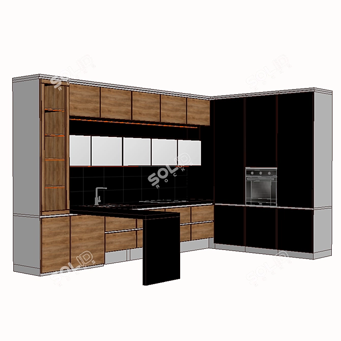 Custom Kitchen Furniture with Dining Area 3D model image 3