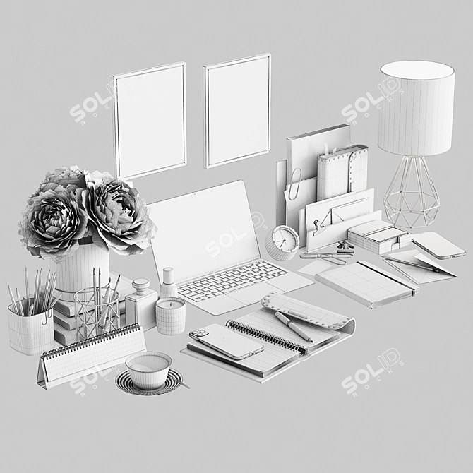 Rose Workplace Set: Stylish and Functional 3D model image 2