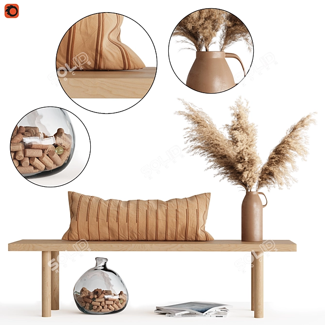 Pampas & Table Decor Set 3D model image 1