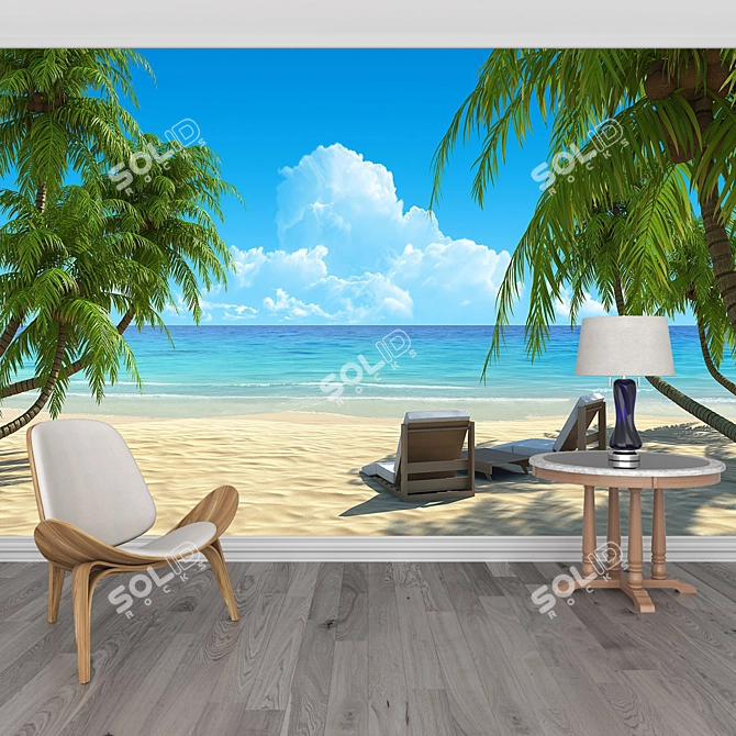 Textured Wall Mural Set - 4 Piece Collection 3D model image 3