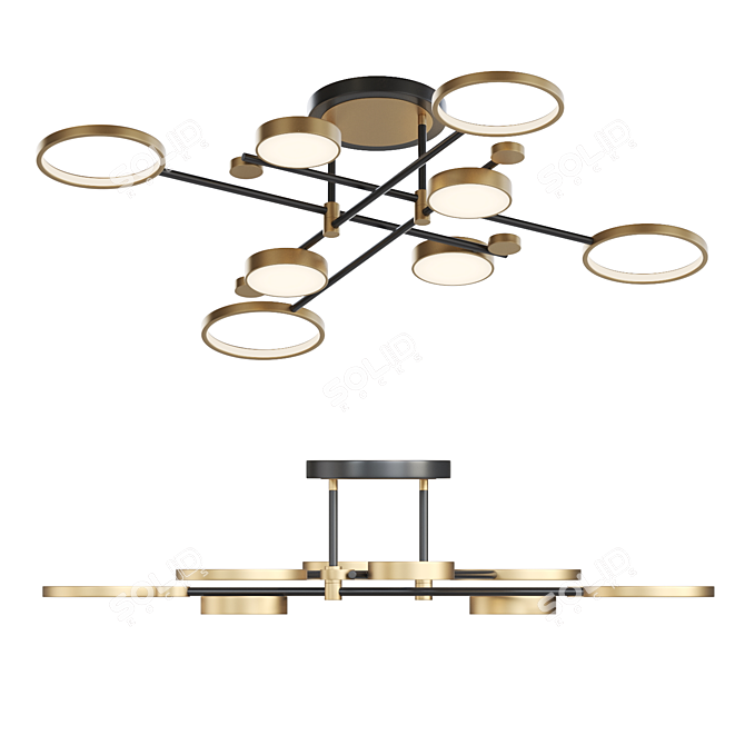 Elegant Ring and Disc LED Ceiling Lamp 3D model image 1