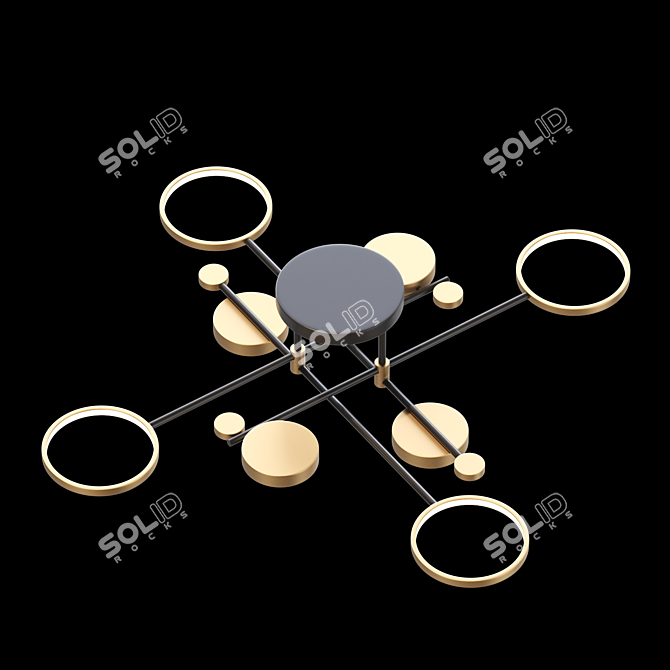 Elegant Ring and Disc LED Ceiling Lamp 3D model image 2