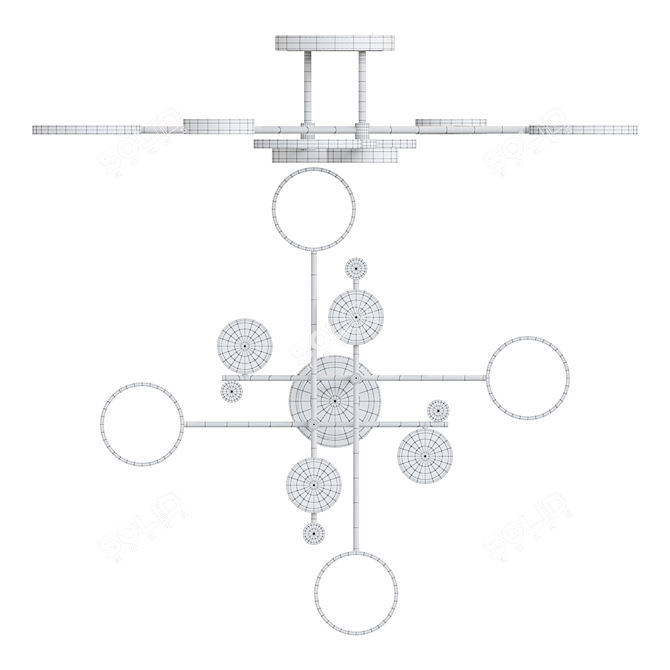 Elegant Ring and Disc LED Ceiling Lamp 3D model image 3