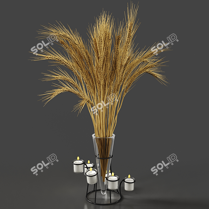 Elegant Glass Candle Vase Set 3D model image 1