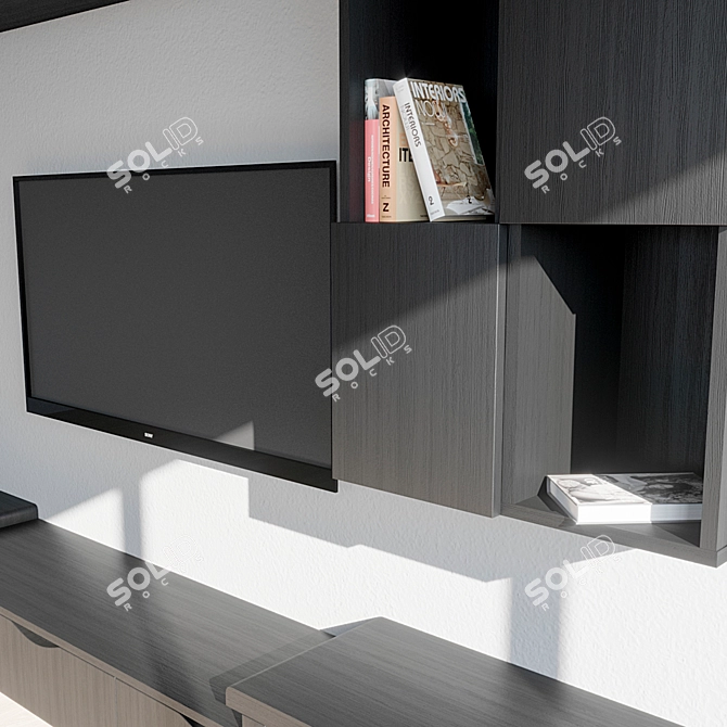 Modern Wooden TV Stand with Showcase 3D model image 4