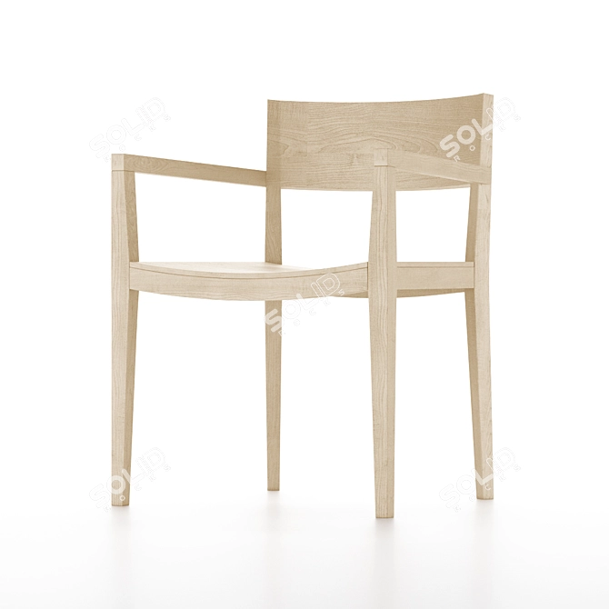 Oak Armchair: Bleached or Dark 3D model image 2