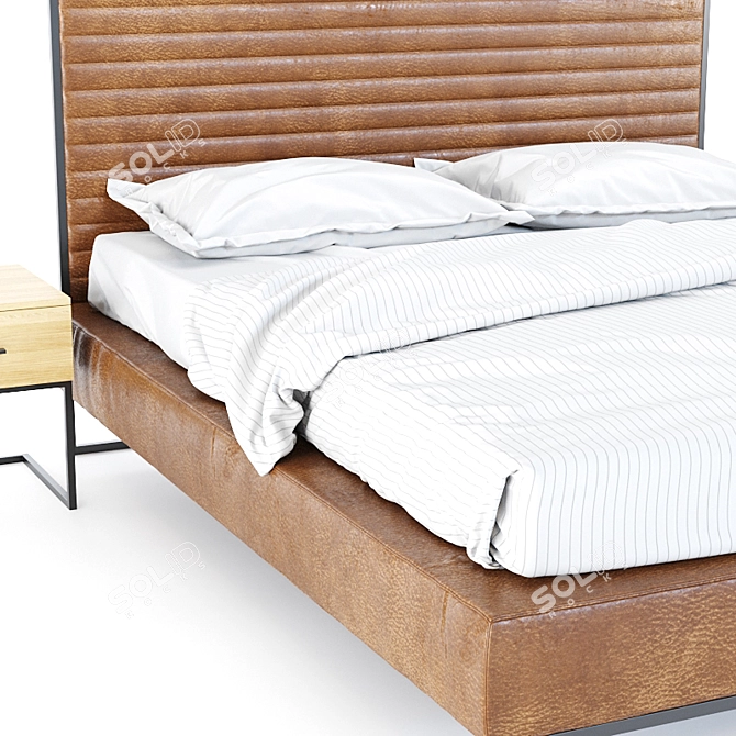 RHome Loft Grace Brown Bed + Oak Natur/Cement Cupboard 3D model image 4