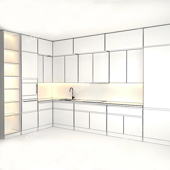 Sleek Gray Kitchen: Modern & Spacious 3D model image 4