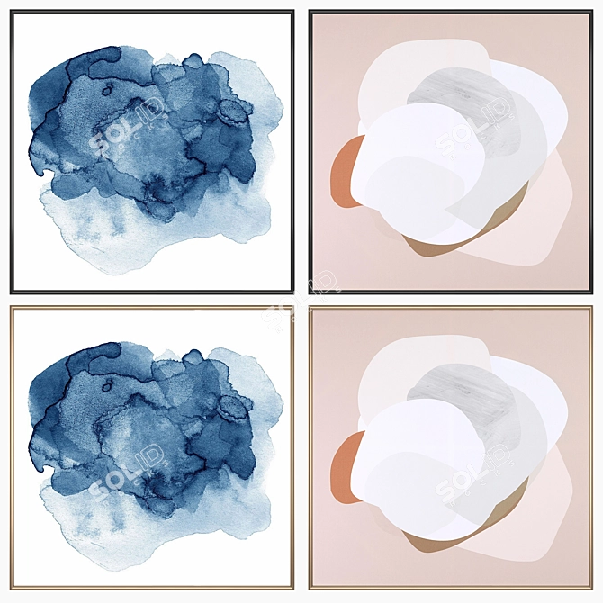 Elegant Wall Art Set with Multiple Frames 3D model image 2