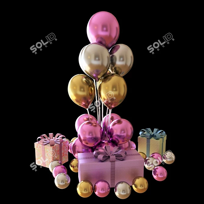 Gift Balloon Bouquet 3D model image 1