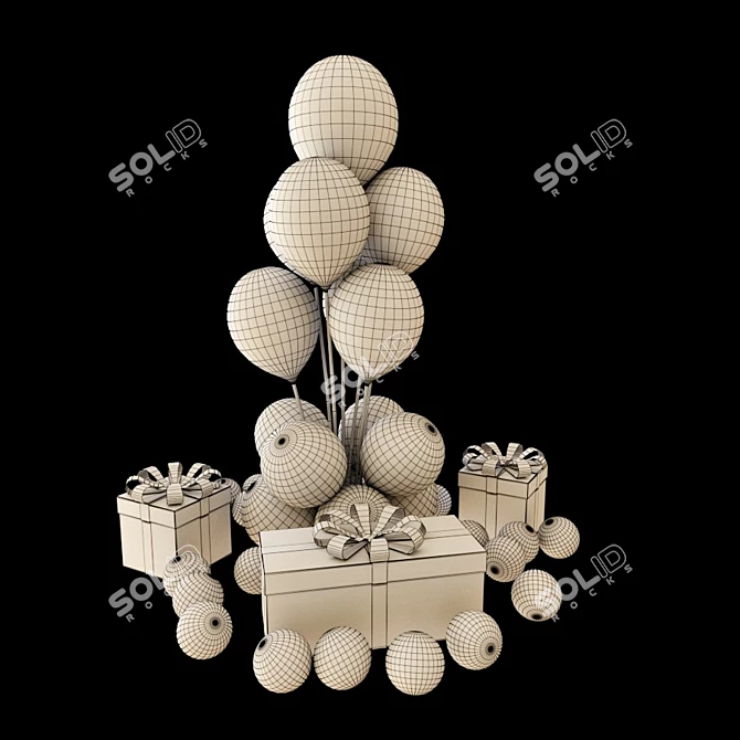 Gift Balloon Bouquet 3D model image 2