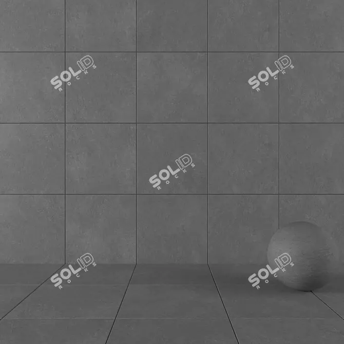 Concrete Wall Tiles Anthracite: Cumulus Collection 3D model image 1