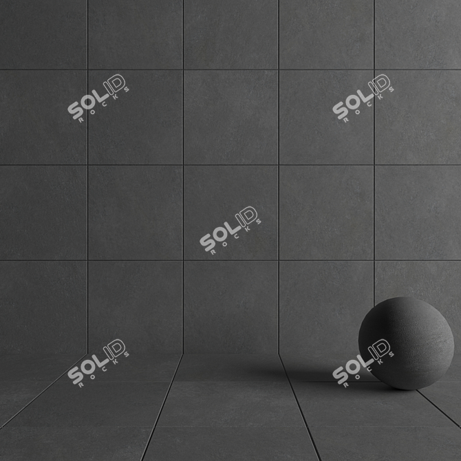 Concrete Wall Tiles Anthracite: Cumulus Collection 3D model image 4