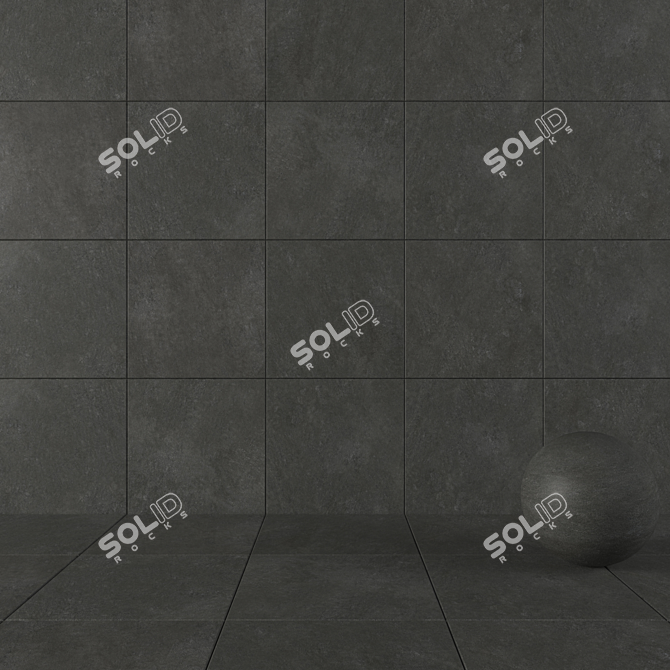 Sleek Black Concrete Wall Tiles 3D model image 1