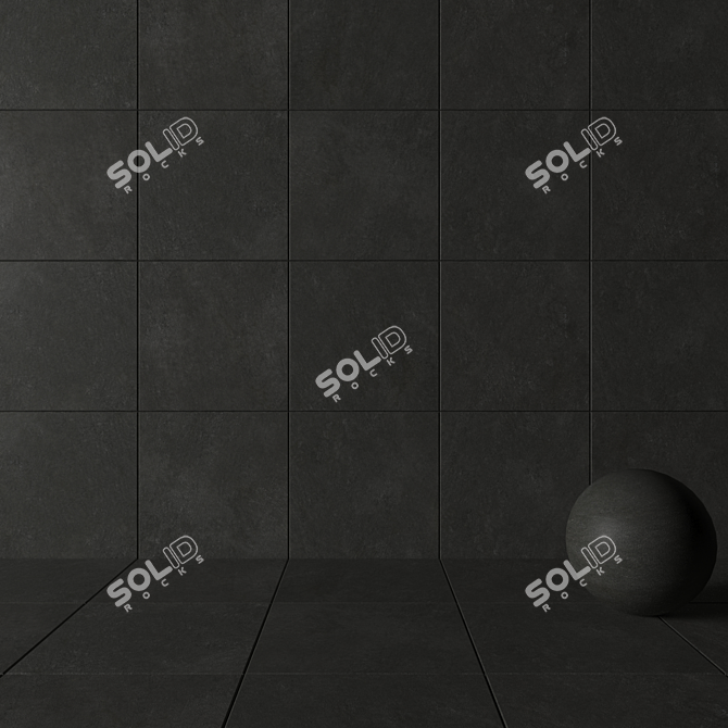 Sleek Black Concrete Wall Tiles 3D model image 3