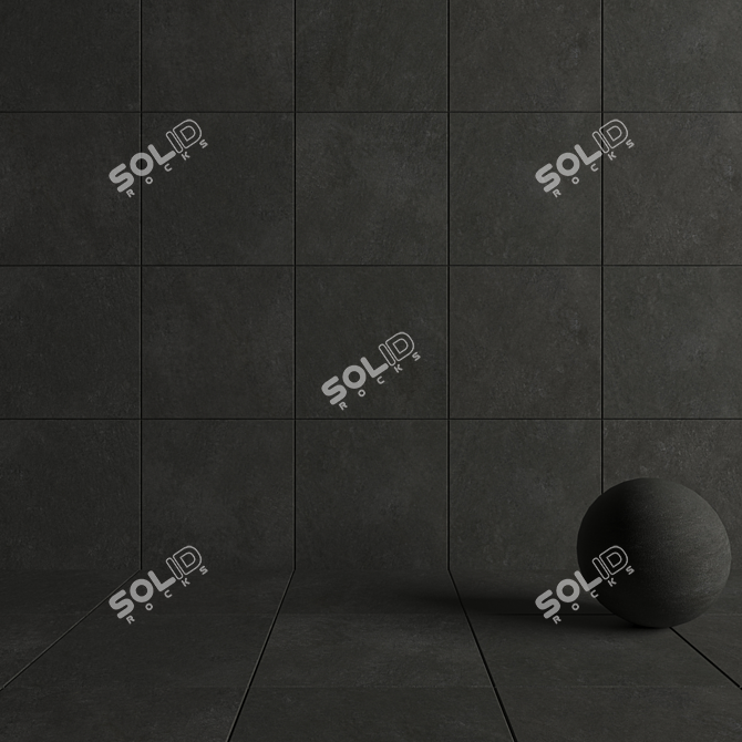 Sleek Black Concrete Wall Tiles 3D model image 4