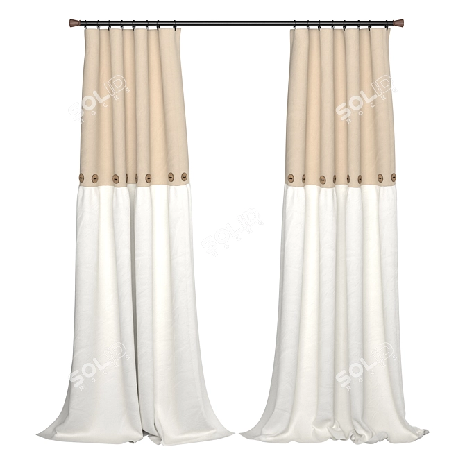 Modern Two-Tone Slider Curtain 3D model image 1