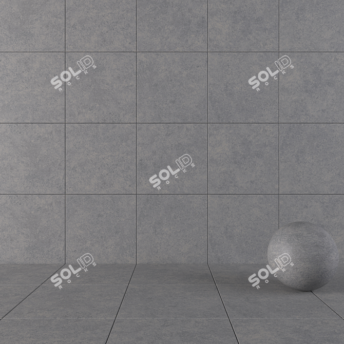 Concrete Wall Tiles in Gray: Wind Collection 3D model image 1