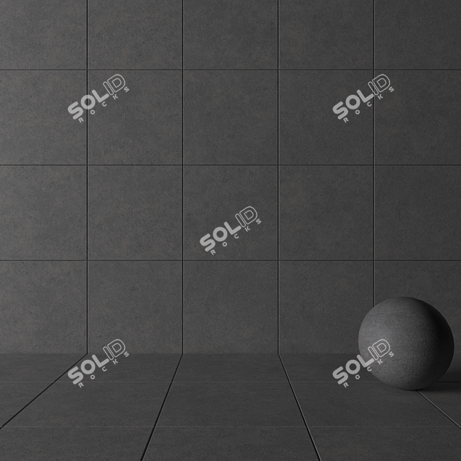 Concrete Wall Tiles in Gray: Wind Collection 3D model image 3