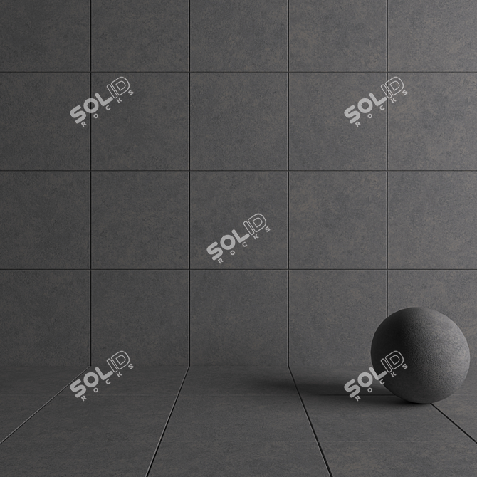 Concrete Wall Tiles in Gray: Wind Collection 3D model image 4