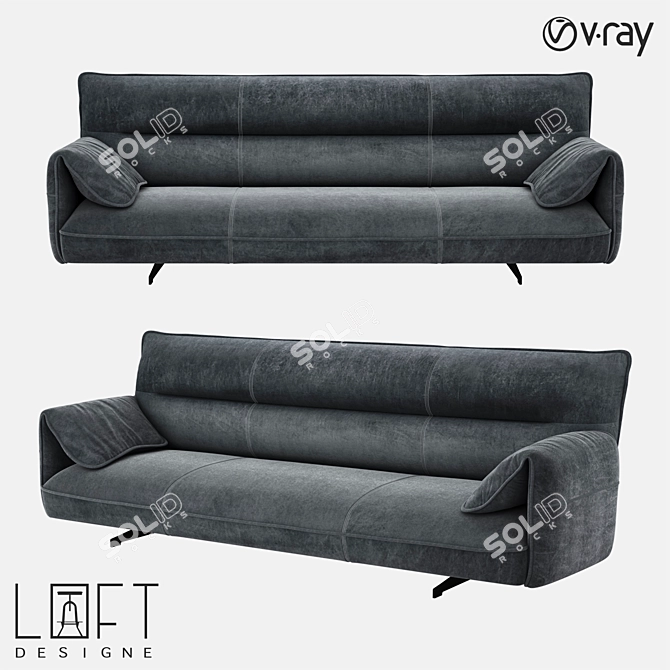 Sleek Metal and Fabric Sofa 3D model image 1