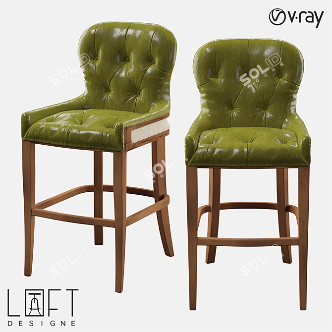 LoftDesign Leather Bar Stool 3D model image 1