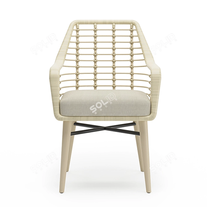 Vintage Emery Armchair: White & Dark Brown 3D model image 2