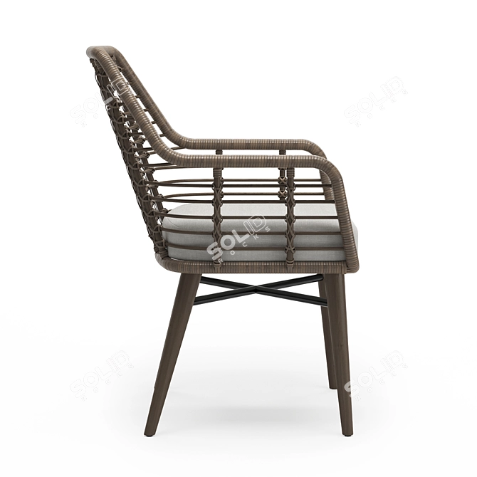 Vintage Emery Armchair: White & Dark Brown 3D model image 3