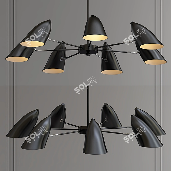 Futuristic Black Ceiling Chandelier 3D model image 1