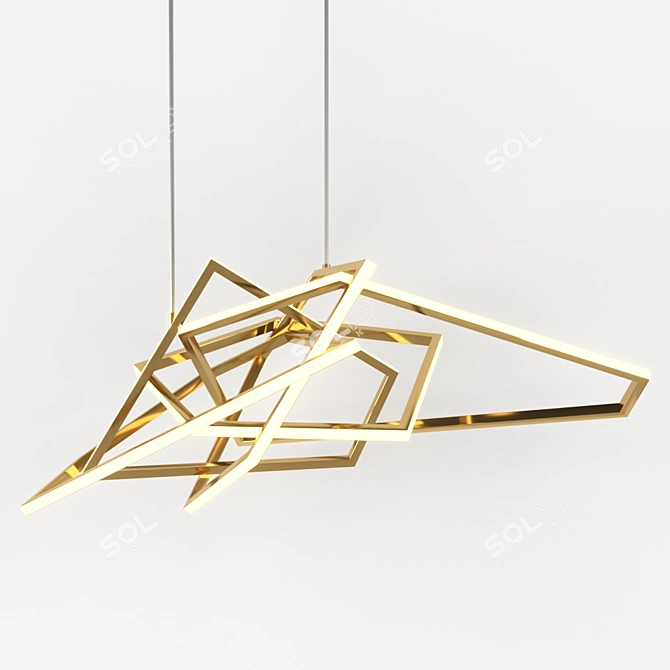 Modern Gold Acrylic Pendant Light 3D model image 1