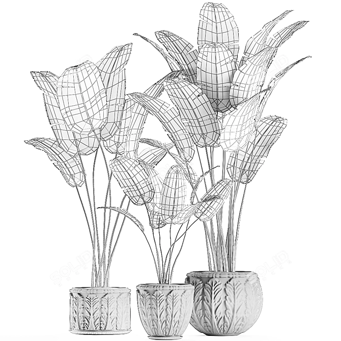 Exotic Plant Collection in Classic Vase 3D model image 5