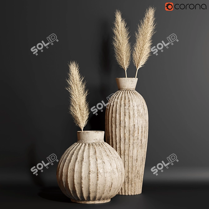 Elegant Vase Set 002 3D model image 1