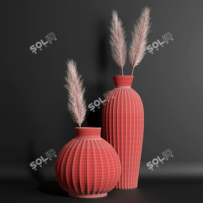 Elegant Vase Set 002 3D model image 3